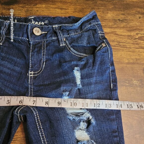 Ariya Cuffed Bermuda Shorts Size 4 Low Rise Button Flap Dark Wash Stretch Denim - Picture 6 of 11